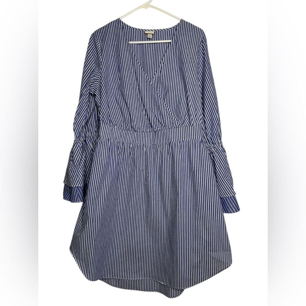 A New Day Blue and White Striped Dress elastic waistband size X (XL)